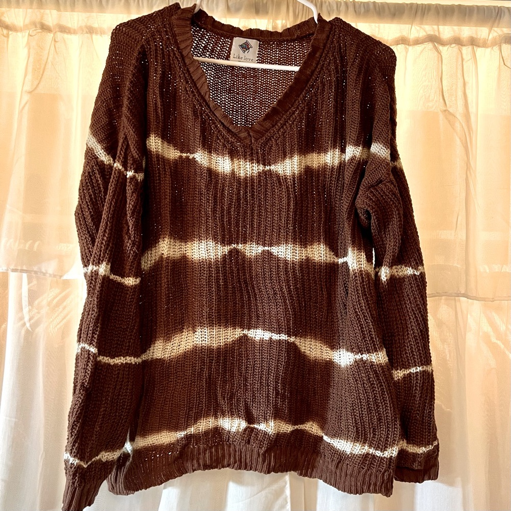 V-neck Bleach Stripe Sweater